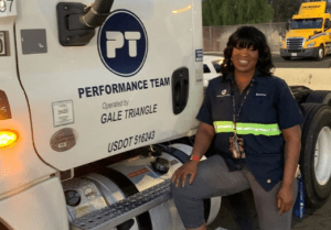 Kemora Clark is one of 235,000 female truck drivers in the United States, traveling to Maersk in California.