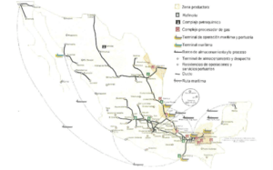 Entre las principales infraestructuras de Pemex en México, están pozos productores en operación. Among Pemex's main infrastructures in Mexico, there are producing wells in operation.